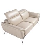 Canapé 2 places en cuir gris taupe/noir - 191x107x78 cm