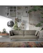Canapé 3 places en cuir gris/argenté - 210x90x78 cm