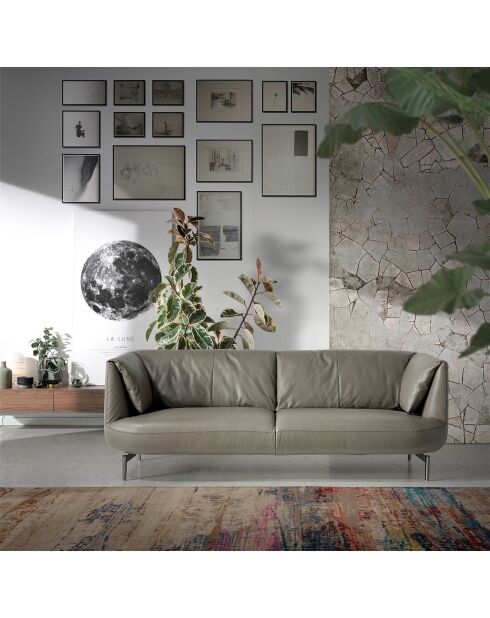 3-Sitzer-Sofa aus grau/silbernem Leder - 210x90x78 cm