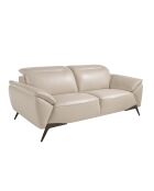 Canapé 2 places en cuir gris taupe/noir - 191x107x78 cm