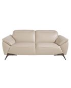 Canapé 2 places en cuir gris taupe/noir - 191x107x78 cm