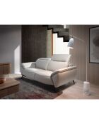 Canapé 2 places en cuir gris taupe/noir - 191x107x78 cm