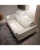 Canapé 2 places en cuir gris taupe/noir - 191x107x78 cm