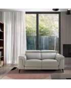 2-zits elektrische relaxbank in leer grijs/zwart - 170x103x99 cm