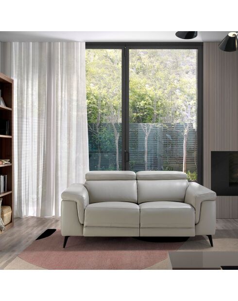2-zits elektrische relaxbank in leer grijs/zwart - 170x103x99 cm