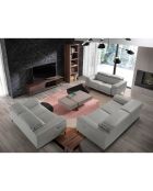2-zits elektrische relaxbank in leer grijs/zwart - 170x103x99 cm