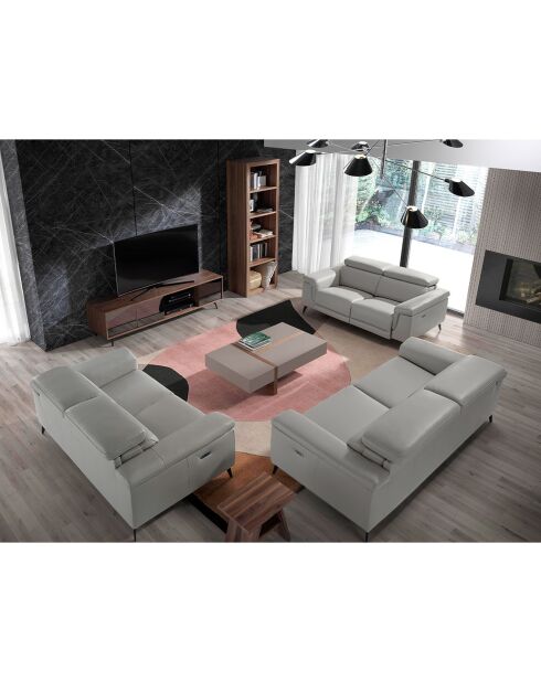 2-zits elektrische relaxbank in leer grijs/zwart - 170x103x99 cm