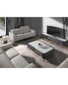 2-zits elektrische relaxbank in leer grijs/zwart - 170x103x99 cm