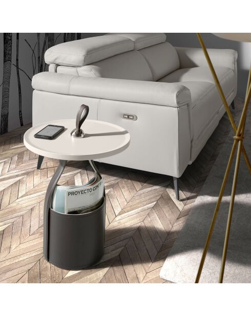 2-zits elektrische relaxbank in leer grijs/zwart - 170x103x99 cm
