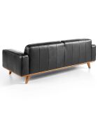 3-zitsbank in zwart/walnotenleer - 227x95x78 cm