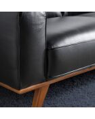 3-zitsbank in zwart/walnotenleer - 227x95x78 cm