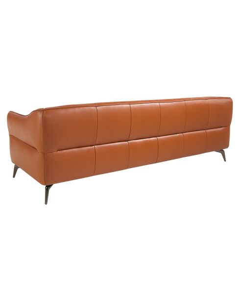 3-zitsbank in bruin leer/staal - 240x95x77 cm
