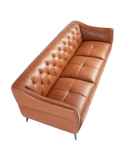 3-zitsbank in bruin leer/staal - 240x95x77 cm