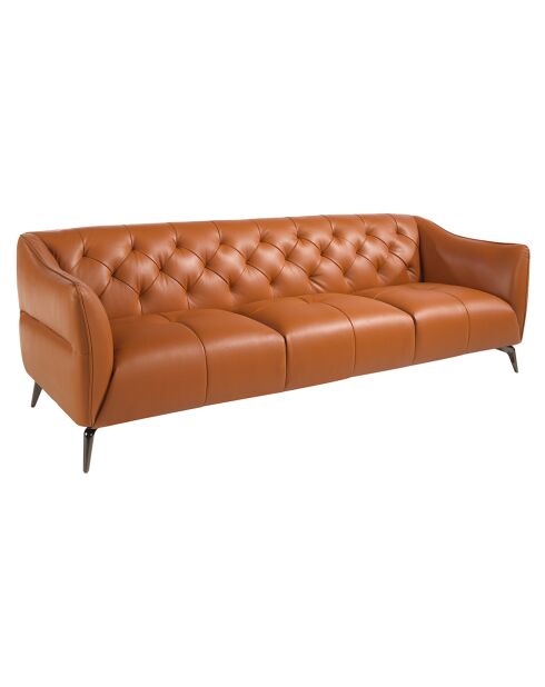 3-zitsbank in bruin leer/staal - 240x95x77 cm