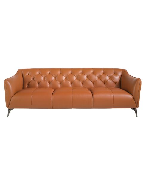 3-zitsbank in bruin leer/staal - 240x95x77 cm