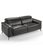Canapé 3 places en cuir relax électrique chocolat/noir - 215x103x99 cm