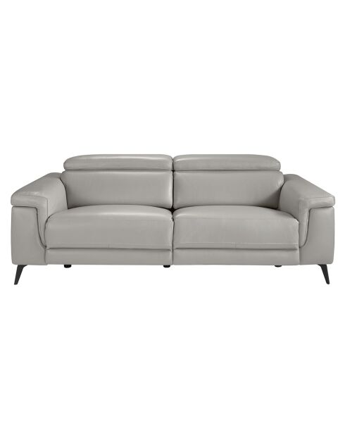 3-zits elektrische relaxbank in leer grijs/zwart - 215x103x99 cm