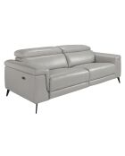 Canapé 3 places en cuir relax électrique gris/noir - 215x103x99 cm