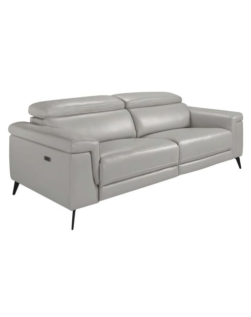 3-zits elektrische relaxbank in leer grijs/zwart - 215x103x99 cm