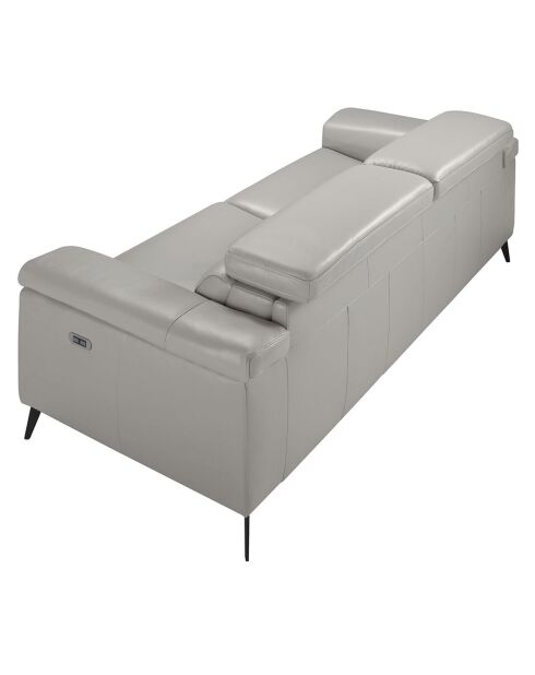Canapé 3 places en cuir relax électrique gris/noir - 215x103x99 cm