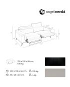 Canapé 3 places en cuir relax électrique gris/noir - 215x103x99 cm