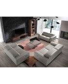 Canapé 3 places en cuir relax électrique gris/noir - 215x103x99 cm