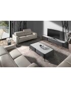 Canapé 3 places en cuir relax électrique gris/noir - 215x103x99 cm