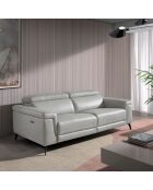 Canapé 3 places en cuir relax électrique gris/noir - 215x103x99 cm