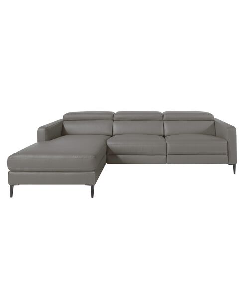 Canapé d'angle gauche en cuir relax électrique gris foncé - 258x173x75 cm