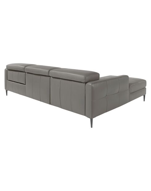 Canapé d'angle gauche en cuir relax électrique gris foncé - 258x173x75 cm