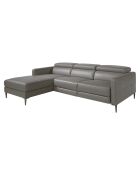 Canapé d'angle gauche en cuir relax électrique gris foncé - 258x173x75 cm