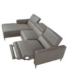 Canapé d'angle gauche en cuir relax électrique gris foncé - 258x173x75 cm