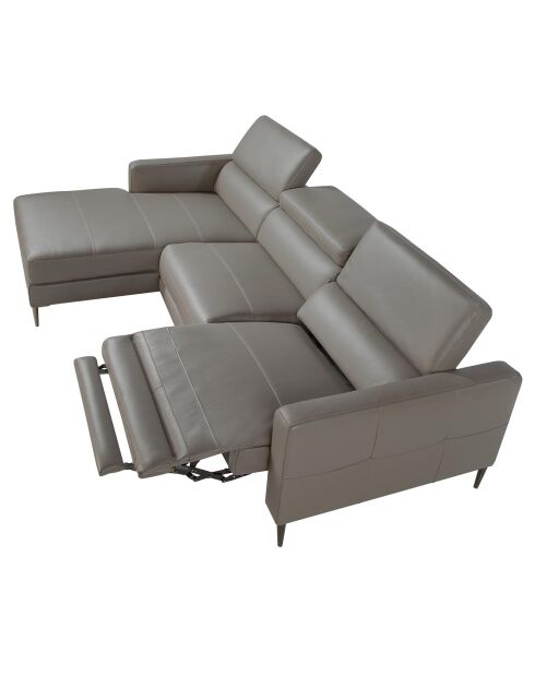 Canapé d'angle gauche en cuir relax électrique gris foncé - 258x173x75 cm
