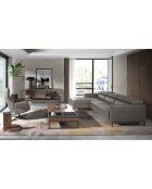 Canapé d'angle gauche en cuir relax électrique gris foncé - 258x173x75 cm