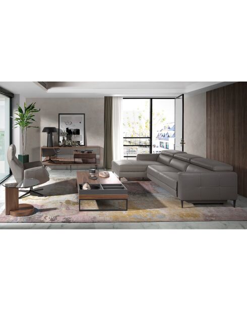 Dunkelgraues elektrisches Relax-Ecksofa aus Leder links - 258x173x75 cm
