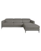 Canapé d'angle droit en cuir relax électrique gris foncé - 258x173x75 cm