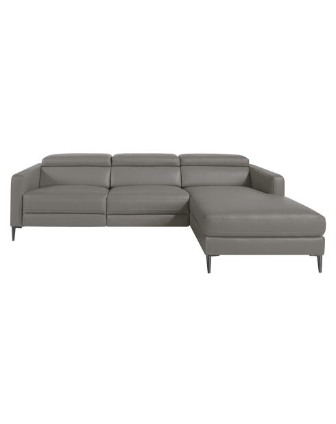 Dunkelgraues elektrisches Relax-Ecksofa aus Leder für rechts - 258x173x75 cm
