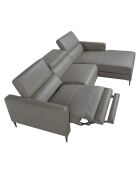 Canapé d'angle droit en cuir relax électrique gris foncé - 258x173x75 cm