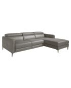 Canapé d'angle droit en cuir relax électrique gris foncé - 258x173x75 cm