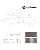 Canapé d'angle droit en cuir relax électrique gris foncé - 258x173x75 cm