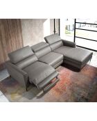 Canapé d'angle droit en cuir relax électrique gris foncé - 258x173x75 cm
