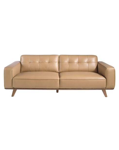 Canapé 3 places en cuir sable - 227x95x78 cm