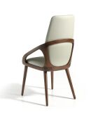 Silla de mesa de comedor de piel sintética blanca/marrón - 52x62x100 cm