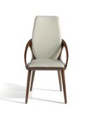 Silla de mesa de comedor de piel sintética blanca/marrón - 52x62x100 cm