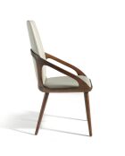 Silla de mesa de comedor de piel sintética blanca/marrón - 52x62x100 cm