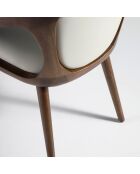 Silla de mesa de comedor de piel sintética blanca/marrón - 52x62x100 cm