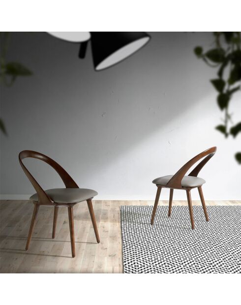 Chaise de table à manger en simili cuir noyer/vison - 53x59x78 cm