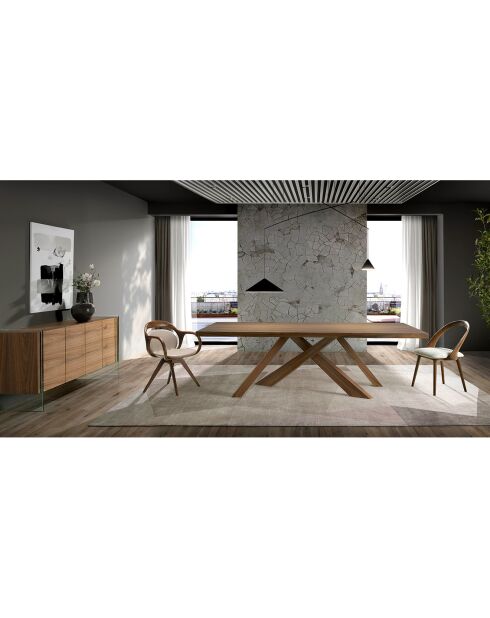 Chaise de table à manger en simili cuir noyer/vison - 53x59x78 cm