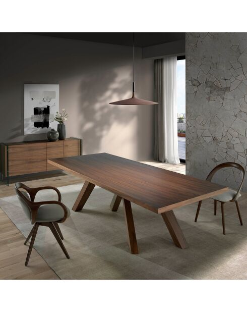 Chaise de table à manger en simili cuir noyer/vison - 53x59x78 cm