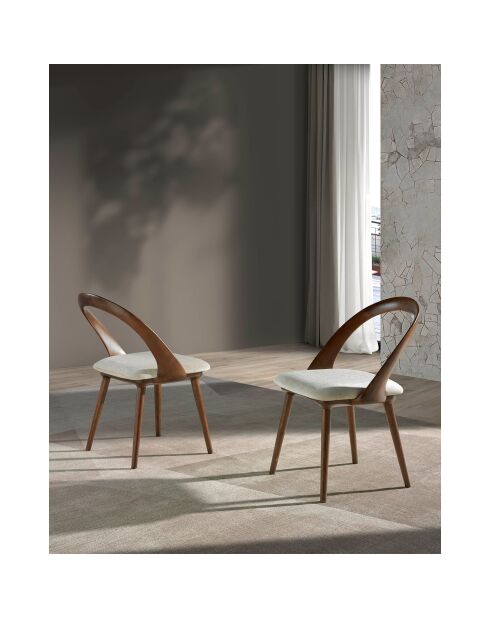 Chaise de table à manger en simili cuir noyer/vison - 53x59x78 cm